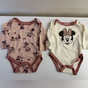 Disney Minnie Mouse Pink and Cream Bodysuits size 6 month